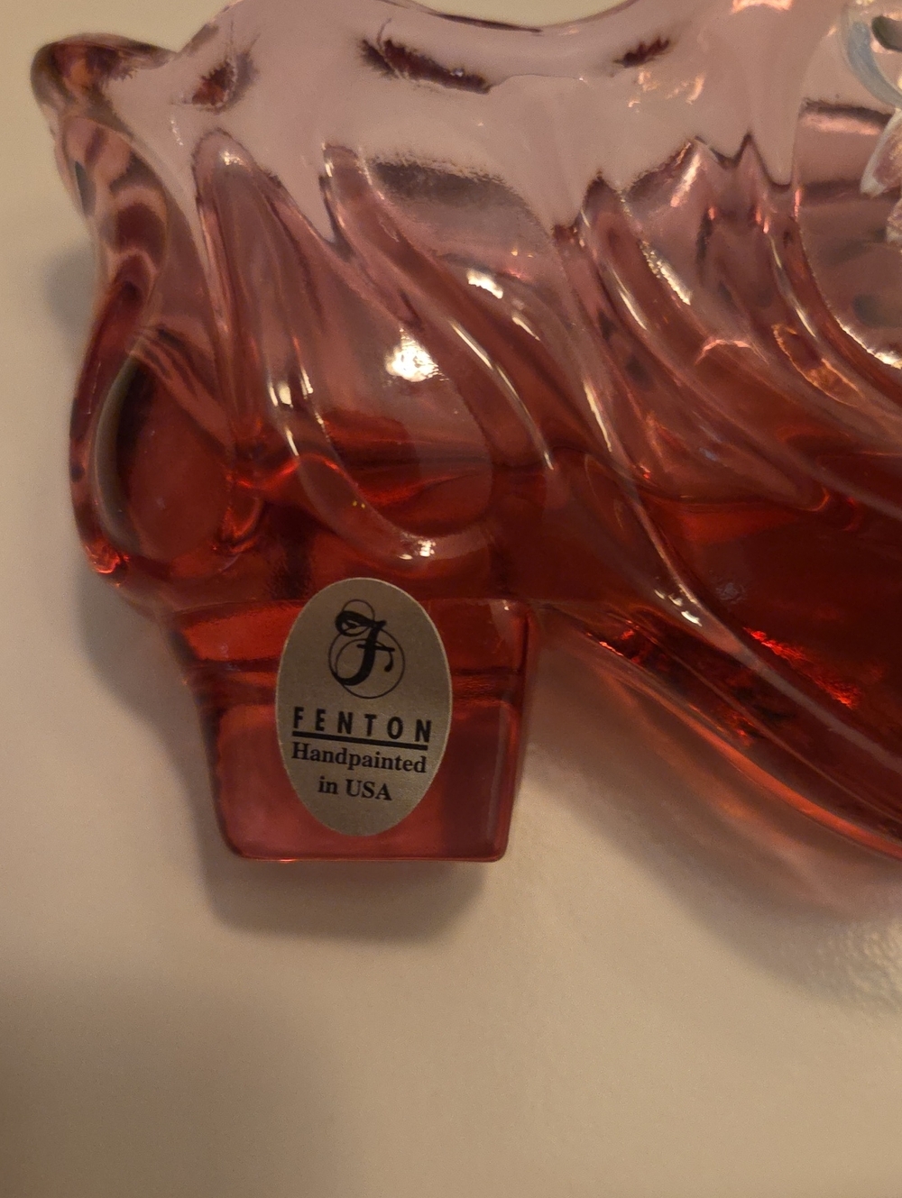 Fenton Pink Glass Decorative Shoe Bowl - Elegant Home Accent - Picture 3 of 5